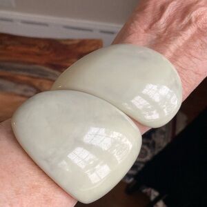 Chunky Cream Resin Dome Cuff Bracelet